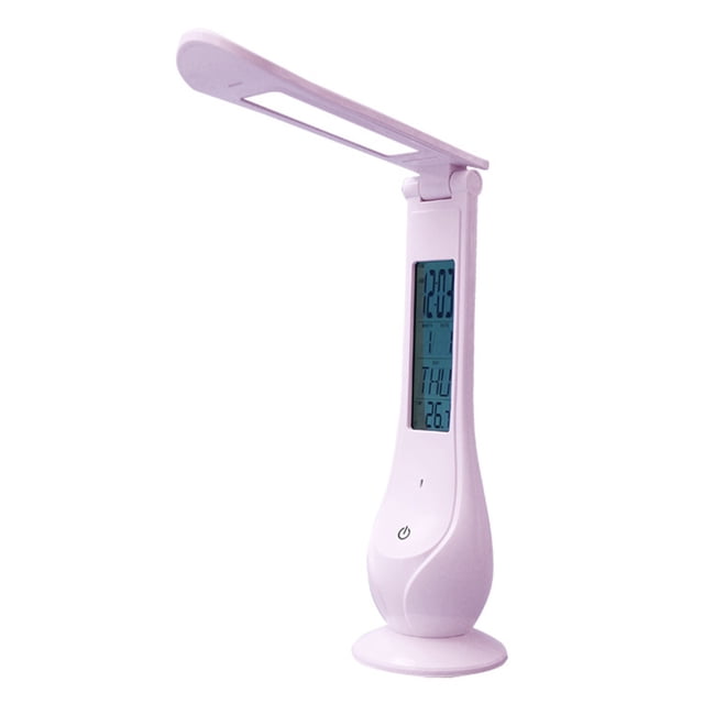 TIMIFIS Desk Lamp New LED Electronic Clock Desk Lamp, Foldable Rechargeable Reading Lamp, 3 Grades of Brightness Adjustment, Desk Lamp with Temperature Display Lighting & Ceiling