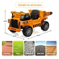thumbnail image 6 of 12V Electric Ride-On Dump Truck for Kids, Construction Vehicle with Dump Bed, Shovel, Music Player, 4-Wheeled Toy Car, 6 of 8