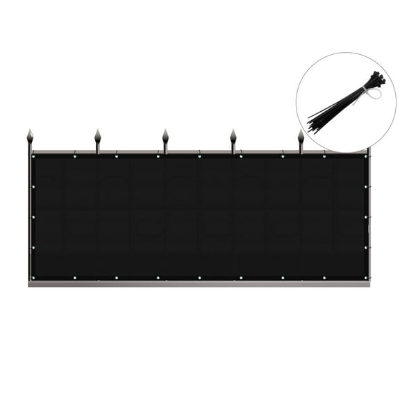 Privacy Fence Screen Heavy-Duty 90% Blockage Shade Cover Fencing Net for Wall Garden Gazebo Backyard, 3 x 12 ft., Black