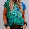 thumbnail image 1 of CHGBMOK Blouses Grande Taille pour Femmes Été Blouse Décontractée à Manches Courtes Imprimée Col Rond T-Shirt Hauts de Plage en Liquidation, 1 of 4
