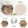 thumbnail image 4 of Yayeee 6 PCS Drink Coasters with Holder Set Woven Absorbent Round Tabletop Hot Pad, Halloween Pumpkin, 4 of 7