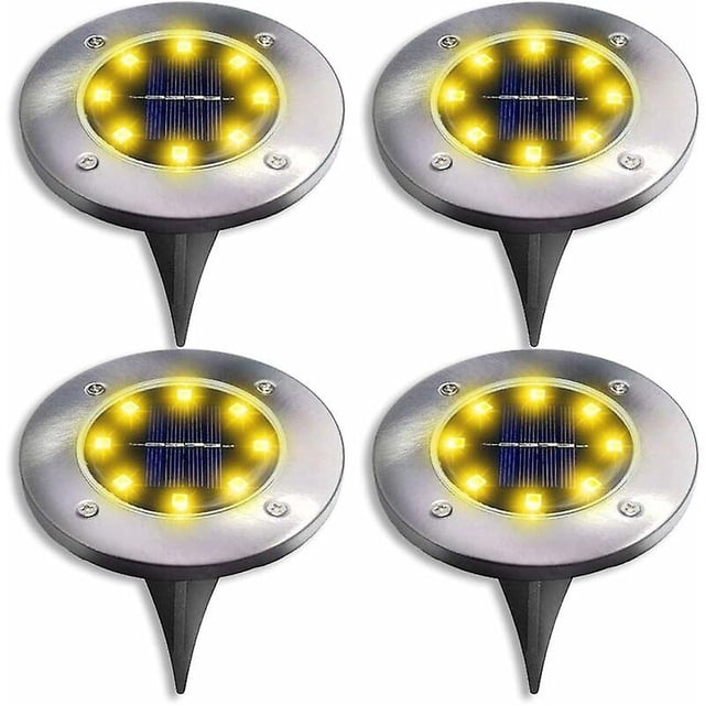 Luces solares para exteriores, 8 focos LED para jardín, paquete de 4 luces solares impermeables Ip65, luces de decoración de césped para caminos, jardines, patios, césped