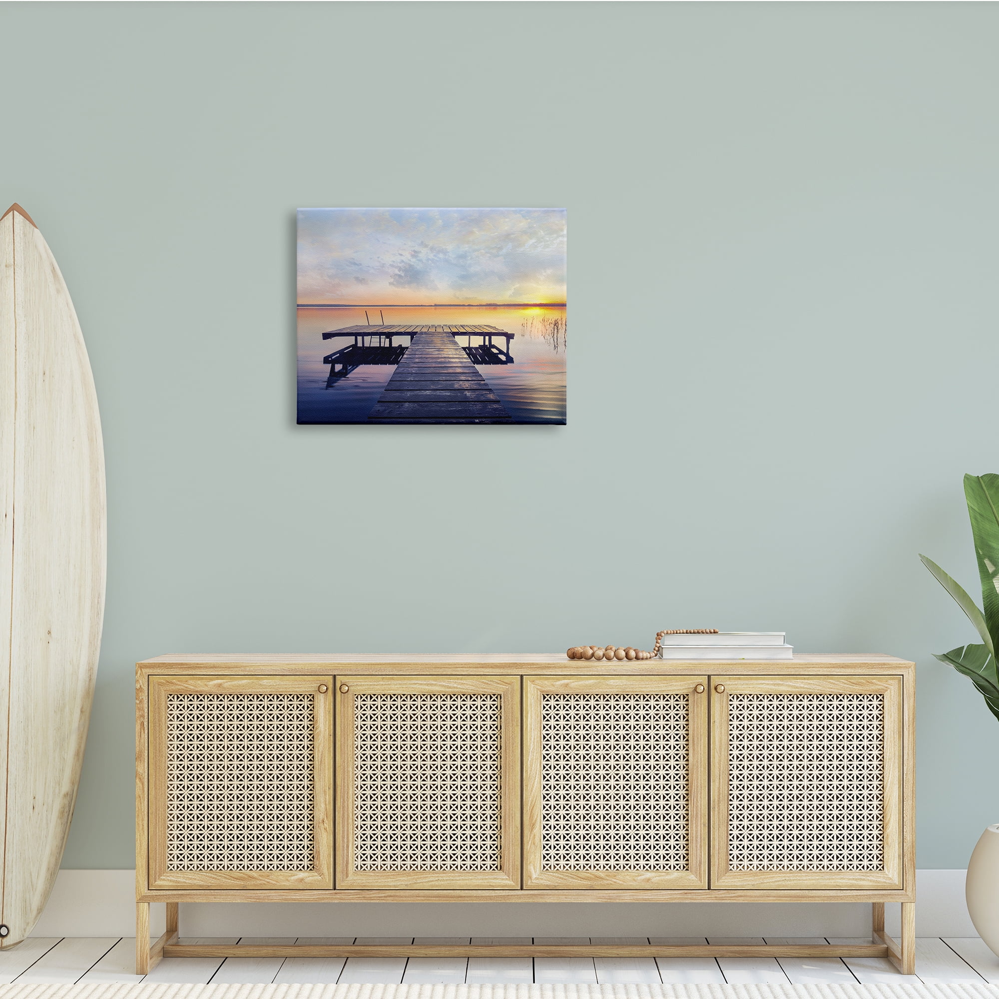 Stupell Indtries Tranquil Lake Dock Sunset Nautical Summer Sanctuary,30 x 24,Design by ​Mike Calascibetta