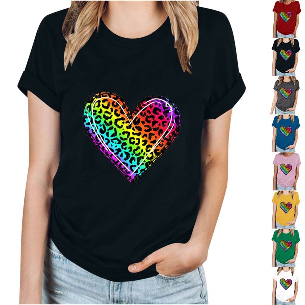 Fiudx Ofertas Del Día Camiseta Informal de Manga Corta con Cuello Redondo y Estampado de Carnaval a La Moda para Mujer