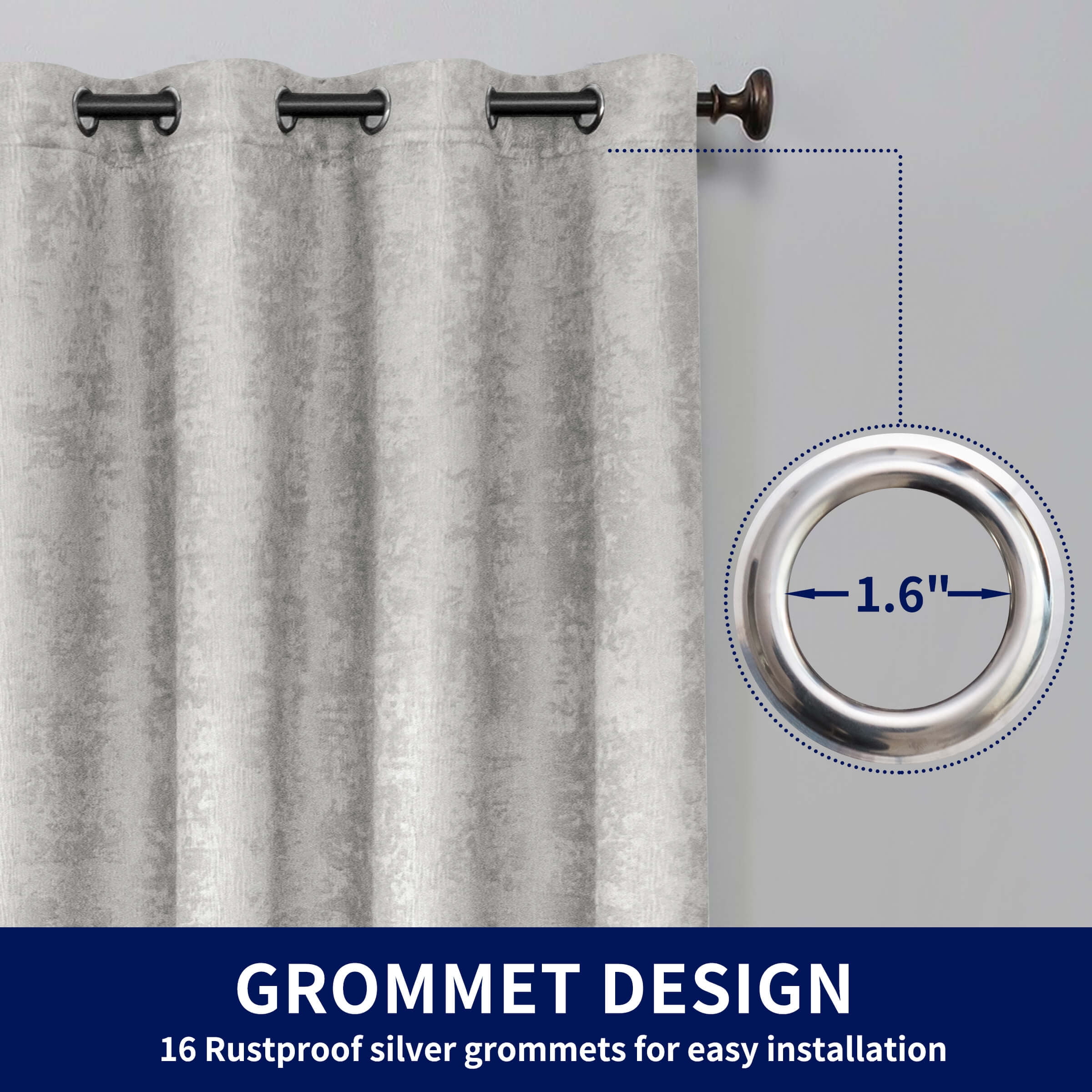 Subrtex Blackout Curtains 2 Panels Room Darkening Grommet Curtain Drapes, Greyish White, 53"x63"