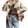thumbnail image 1 of Bmisegm Veste en Laine d'Agneau à Revers pour Femmes Style Moto de Rue Manteaux pour Femmes Blanc TG, 1 of 1