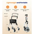 thumbnail image 5 of VOCIC Narrow Foldable Rollator for Seniors | Indoor Lightweight Walker with Tray & Quiet Wheels—White, 5 of 9