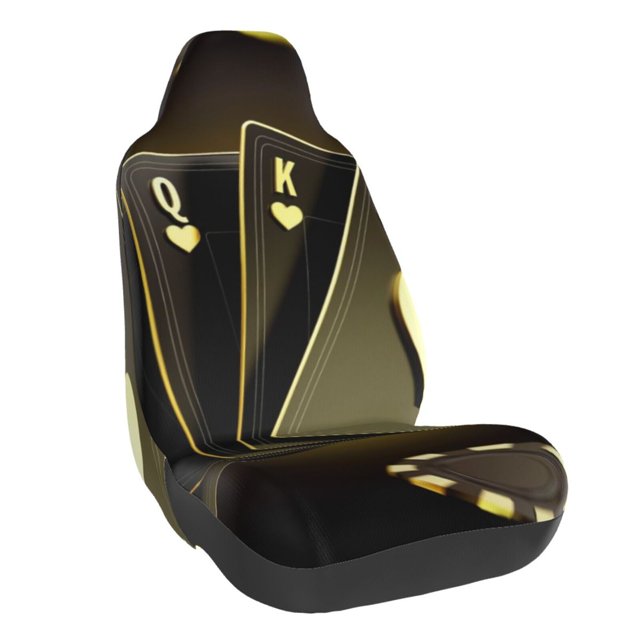 Wukai Casino Cards 1 Full Set Car Seat Covers with Soft Padding Universal Auto Front Seats Protector and Cushion Mat