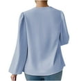 thumbnail image 4 of Hfyihgf Women's Elegant Cowl Neck Long Sleeve Blouse Solid Color Draped Front Silk Satin Work Shirt Tops Blue L, 4 of 4