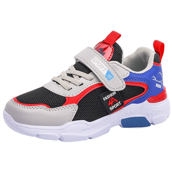 PMVFHDE Chaussures de Course Athlétiques pour Garçons Légères avec Maille Respirante / Espadrilles Antidérapantes pour Tout-Petits et Jeunes 5-15 Ans / Chaussures de Sport de Tennis et de Marche pour un Confort Toute la Journée Rouge,13-13.5 Ans