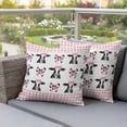 thumbnail image 4 of Farm Pink Cow Pillow Covers 2 Pack Country Watercolor Bow Knot Cute Cow Pink Plaid Pillowcase Waterproof Outdoor Throw Pillow Cover for Patio Garden Square Cushion 26”x26”, 4 of 9