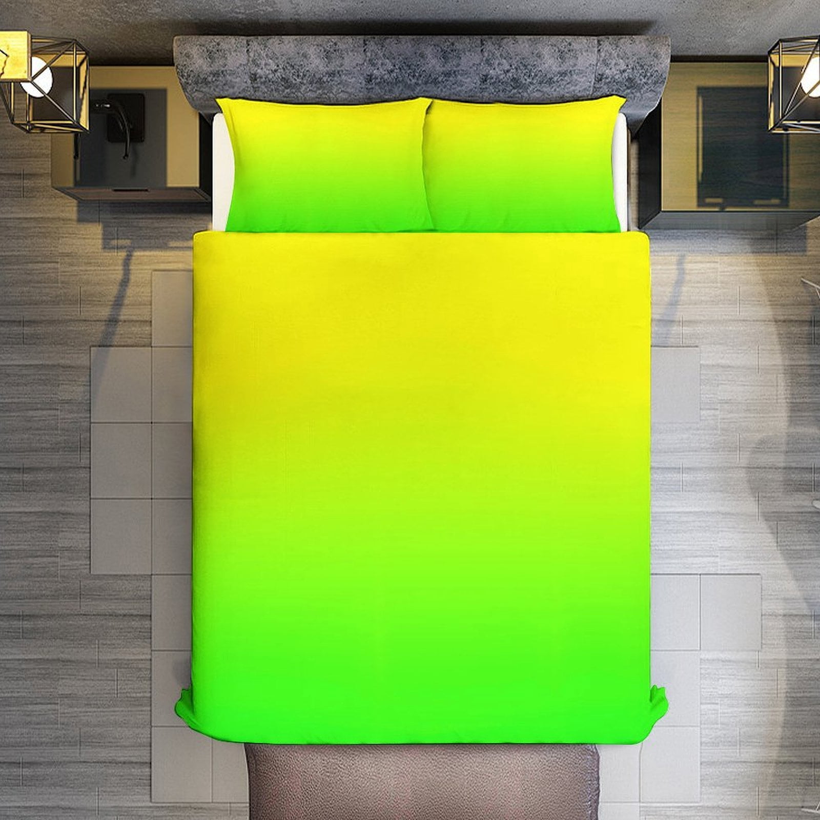 Yellow Green Gradient Set Duvet Cover Bedding Set Duvet Cover Polyester Quilt Cover for Full Size