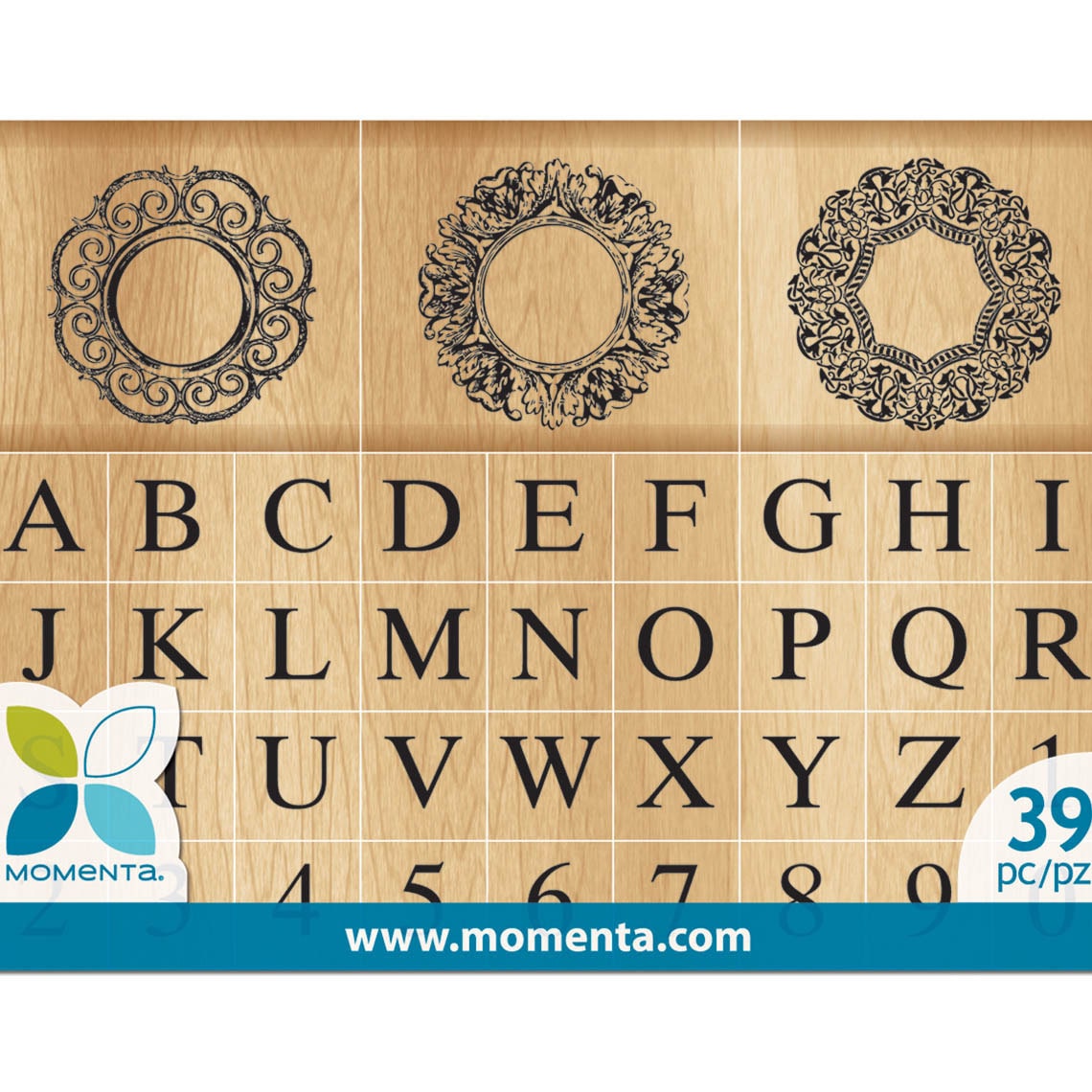 Momenta Wood Stamp Set Monogram Alphabets