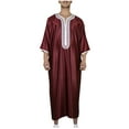 thumbnail image 1 of Styesk Jackets for Men Men's Muslim Robe Arab Middle Robe Long Style Long Sleeve Embroidered Standing Neck Pocket Long Shirt Fashion Casual Robe, 1 of 6