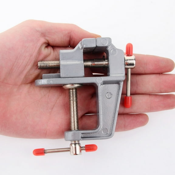 WHAMVOX Table Vise Mini Aluminum Alloy Vise Clamp-on Vise 10.00X8.00X3.00CM Silver