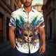 thumbnail image 1 of TaTaai ashion Men's Mardi Gras Turndown Collar Shirt, Printed Short-Sleeve Casual Button Top, Soft Fabric for Summer Casual Daily Outdoor Occasions Gift, 1 of 6