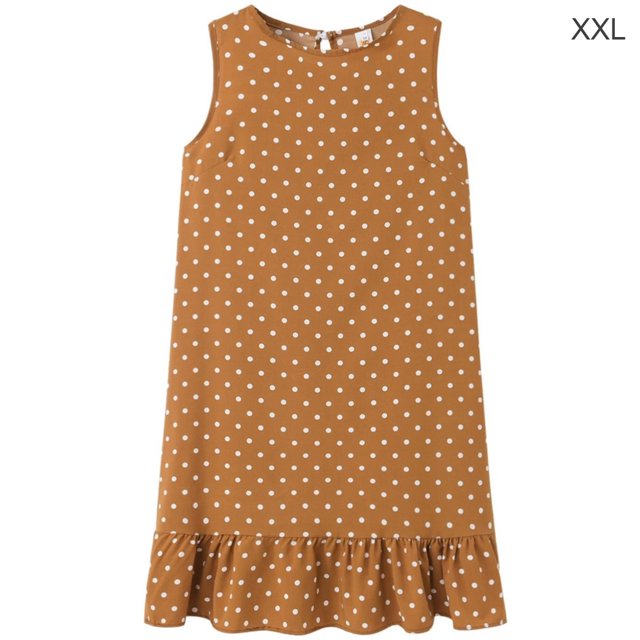 Vestido De Mujer Sin Mangas Chaleco De Puntos Vestido Suelto De Cuello Redondo Con Volantes, Caqui, XXL Sweethay AP002086-05