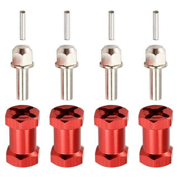 4pcs 12mm Hex Wheel Hub Drive Adaptor 20mm Extension Combiner Coupler for 1/10 RC Car Crawler SCX10 D90,Red