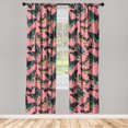 thumbnail image 3 of Ambesonne Tropical Spring Curtains, Butterfly Colorful, Pair of 28"x95", Pastel Pink Forest Green, 3 of 5
