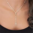 thumbnail image 2 of K-KED 925 Silver Cross Pendant Necklace Delicate Jewelry for Women Engagement Wedding Necklace-Gold, 2 of 9