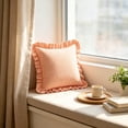 thumbnail image 3 of Leodye 1PCS Striped Ruffled Edge Throw Pillow Cover Square Frilled Cushion Case for Living Room Sofa Bedroom Decoration -17.72*17.72IN, 3 of 5