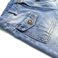 thumbnail image 4 of KIDSCOOL SPACE Big Girls Boys Denim Shorts,Elastic Waistband Inside Cargo Jean Summer Half Pants, Light Blue, 13-14 Years, 4 of 7