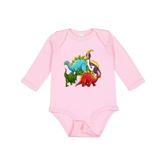 Inktastic Cute Dinosaurs Boys or Girls Long Sleeve Baby Bodysuit