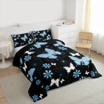 thumbnail image 3 of Feelyou Dreamy Blue Butterfly Queen Comforter Set, Cartoon Groovy Floral Bedding Sets, Teens Kids Girls Women Reversible Bedding Comforter Set, Microfiber Bedroom Decor, 3 Pieces, 3 of 8