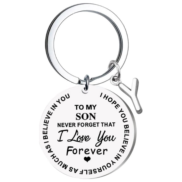 Llaveros para mujer, llavero de billetera, llavero de auto, llavero DIY para mi hijo, llavero de acero inoxidable con apellido de 26 letras, 2,5 cm, decoraciones de moda