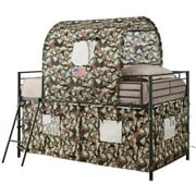 Rosebery Kids Camouflage Loft Bed with Tent Cover in Army Green