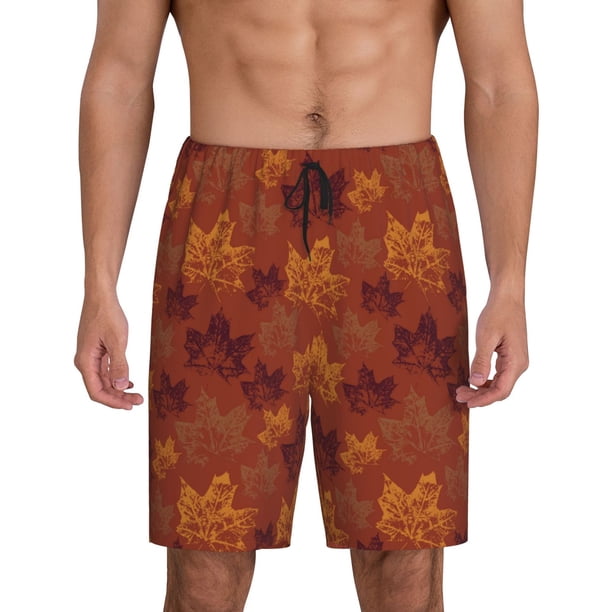 Fotbe fall Maple Pantalones Cortos de Pijama para Hombre, Ropa de Dormir, Pantalones de Pijama Cortos para Hombre-X-Large