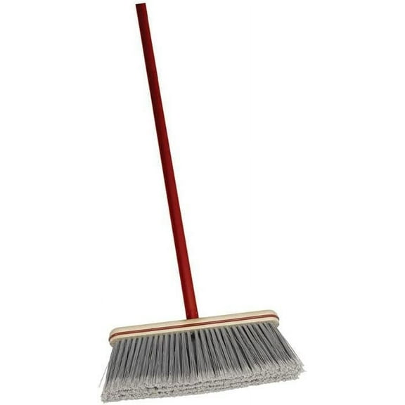 Harper Push Broom 10804A - Synthetic Fibers, Hardwood Handle - 12" Grey