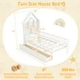 thumbnail image 3 of Gymax Lit Cabane Format Simple avec 2 Tiroirs Lit Montessori pour Enfants avec Tête de Lit de Rangement, 3 of 10