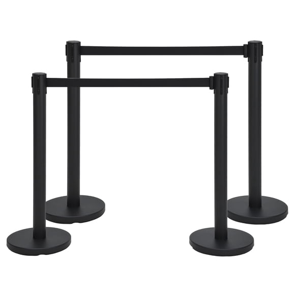 6.6ft Carbon Steel Crowd Control Stanchions, Retractable Belt Queue Stands for Commercial Crowd Management, 2/4/6 Pack