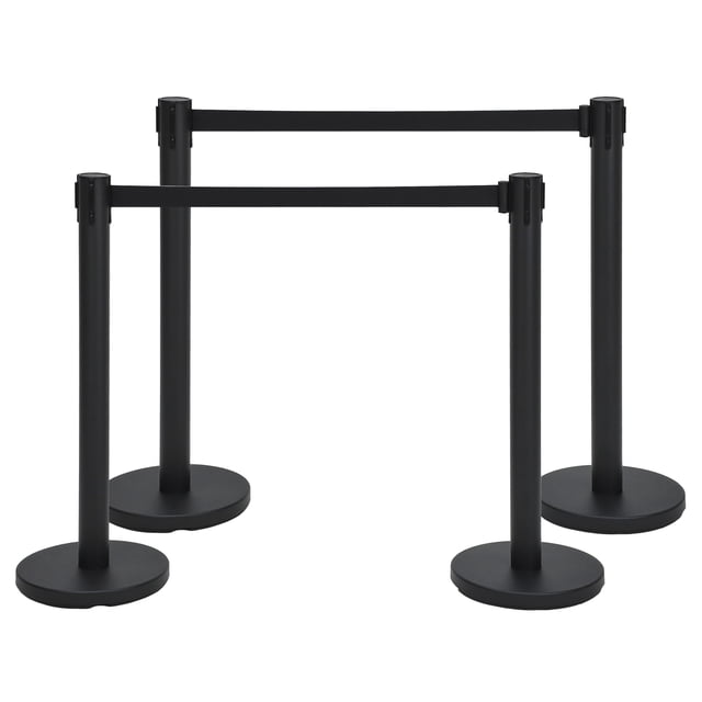 6.6ft Carbon Steel Crowd Control Stanchions, Retractable Belt Queue Stands for Commercial Crowd Management, 2/4/6 Pack