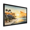 thumbnail image 2 of Designart "Cityscape Coastal Sunset" Coastal Framed Wall Art Decor - Coastal Green Coastal Sunset Living Room Framed Canvas Art, 2 of 6
