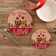 thumbnail image 2 of FREEAMG 2 Pcs Cotton Valentines Couple Owls Love Woven Pot Holder Trivets Set,Round Coasters Placemat for Cooking Baking Hot Dish Pan Pot Bowl Teapot(7&9 Inches), 2 of 6