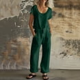 thumbnail image 2 of Fewfanhot 2 Piece Sets for Women Casual Cargo Pants Set, Spring Summer Two Piece Outfit, Comfortable Round Neck Top & Utility Pants, 2 of 9