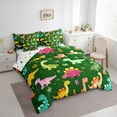 thumbnail image 3 of Feelyou Funny Cartoon Dino Bedding Comforter Set 7pcs for Kids, Cute Dinosaur Lover King Bedding Sets, Leaf Plant Botanical Reversible Bed Sheets, Microfiber Bedroom Decor, 3 of 8