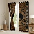 thumbnail image 3 of Homewish Tribal Brown Bear Curtains Pack of 2 (42x84 Each), Western Aztec Triangle Curtains Blackout, Jungle Wildlife Bedroom Curtains, Black Out Curtains Decor, 3 of 6