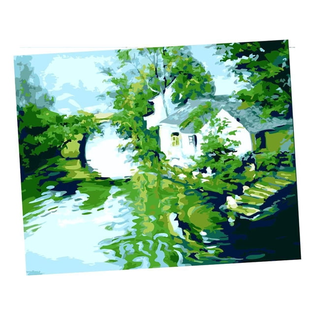 Diy Decoración pa Pintura Al de Digital Por Kits de Números 16 * 20 Pulgadas Grande Sin Mco Río puente BLESIY