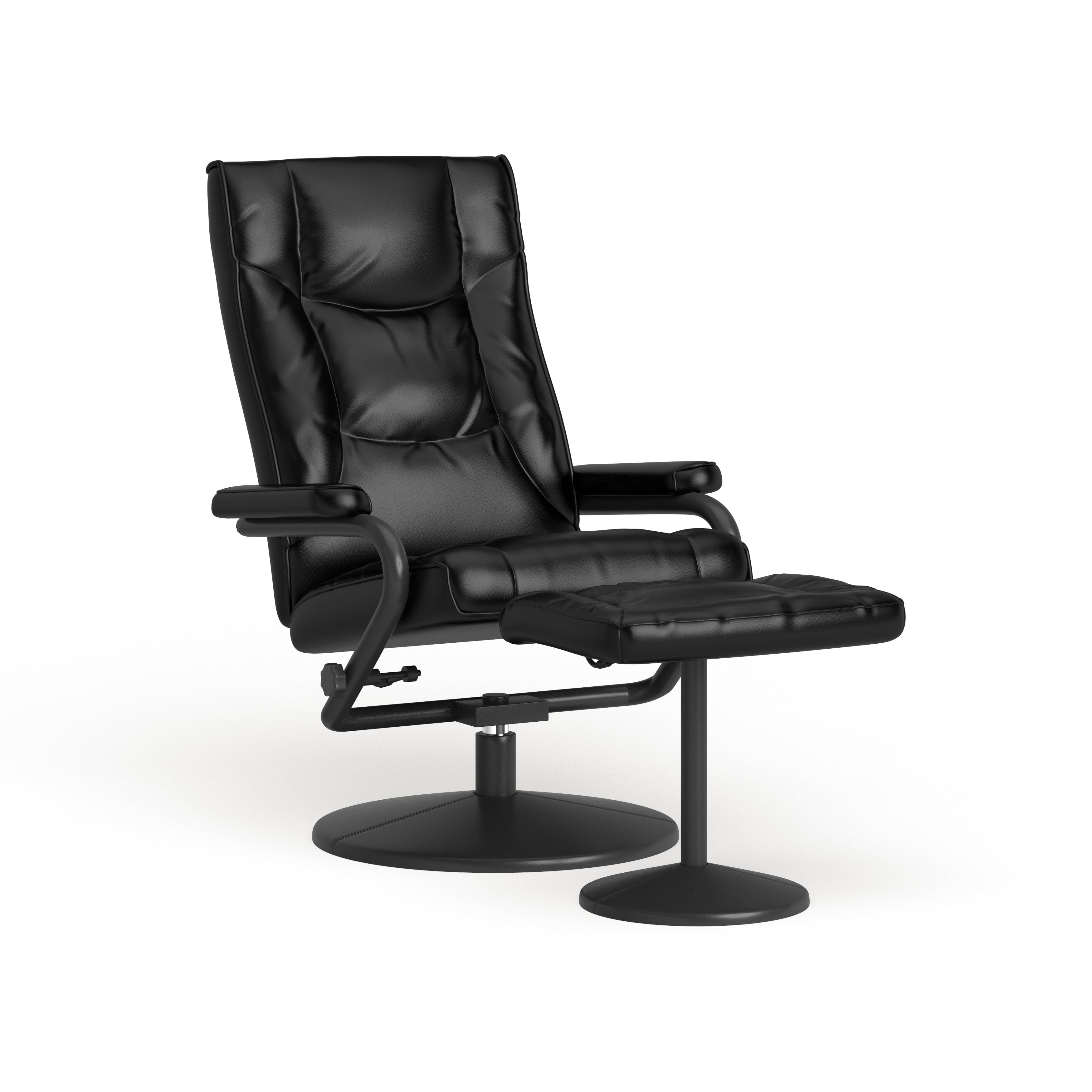 Stonehurst Oscar Contemporary Leather Recliner and Ottoman