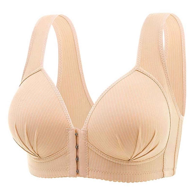 MIASHUI Bras for Women Front Side Buckle Lace Edge without Steel Ring Movement Seamless Gathering Adjustment Yoga Sleep Large Bra