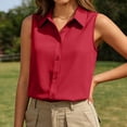 thumbnail image 5 of Purcolt Womens Button Down Shirt Dressy Casual Collared Sleeveless Tank Tops Comfort Loose Fit Blouses for Business Work Office, 5 of 8