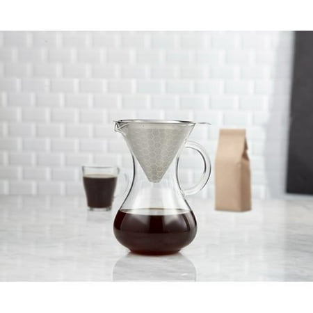Colombia Drip Coffee Maker; Glass Carafe with Pour Over Stainless Steel Drip Coffee Filter