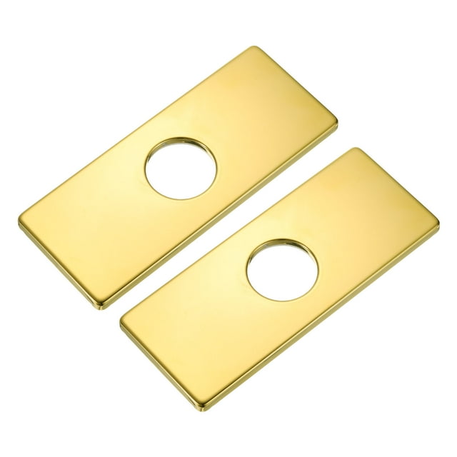 Uxcell 2 piezas 6 pulgadas cubierta de agujero de grifo de cocina placa de cubierta rectangular (Oro titanio)