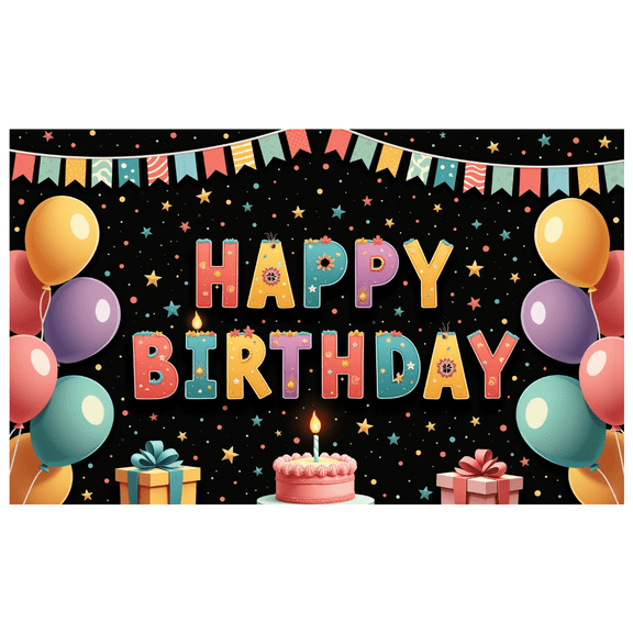 Decorative Banner Happy Birthday Colorful Design Birthday Banner Balloon Decoration Star Confetti for Birthday Party Kids Celebration Event