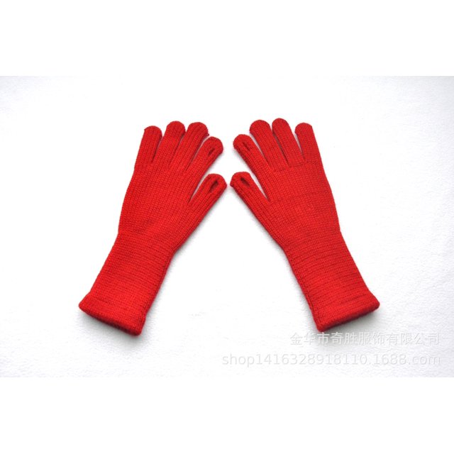Guantes de invierno de punto de cinco dedos con puños extra largos y forro de terciopelo de jacquard para niñas coreanas