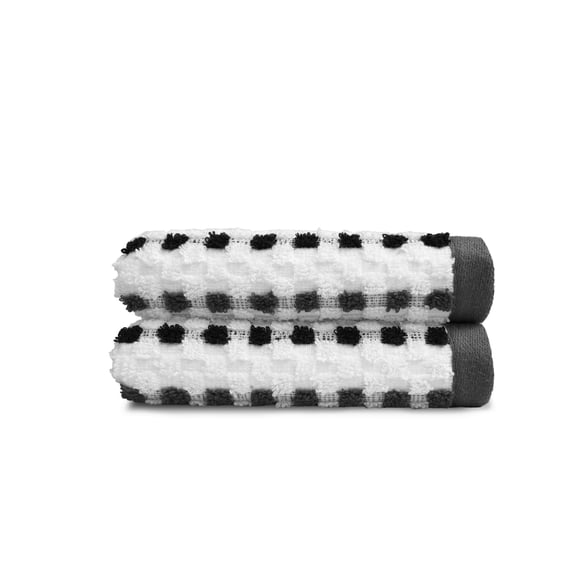 Mainstays Performance 2-Pack Hand Towel Set, Grey Dot