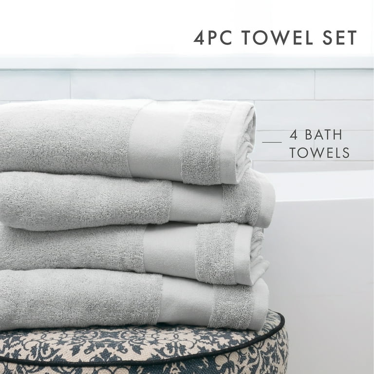 Comfort Canopy Light Gray 4 Pack 100 Cotton Bathroom Essential Towels Walmart